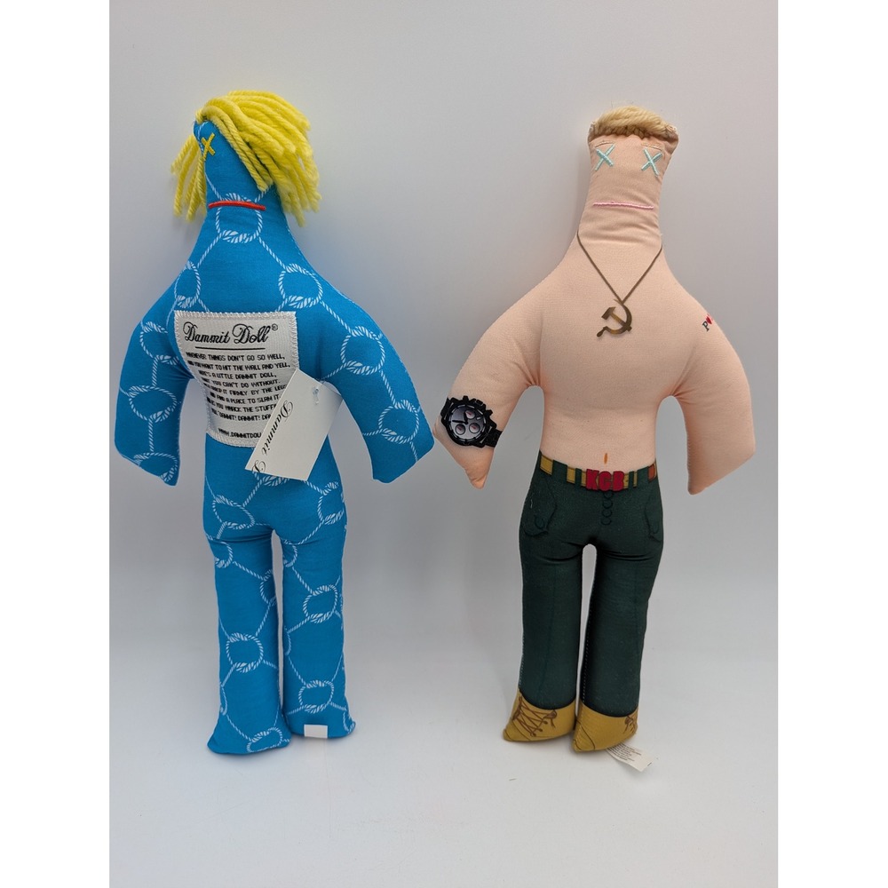Dammit Doll Stress Relief Plush Lot Blue Rope Pattern Shirtless Man 12in